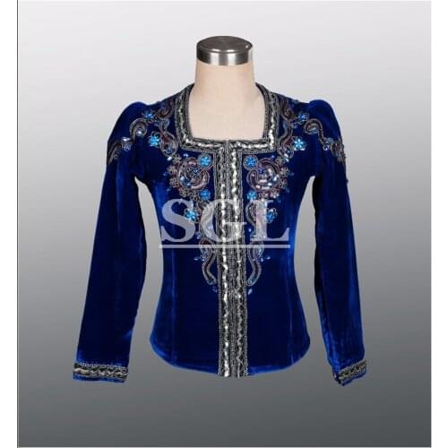 Free Shipping Professional Blue Color Male Tunic Man Ballet Top Dance Wear For Ballet Show Mans Ballet Jacket MT002