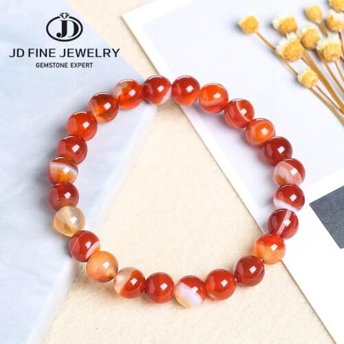 JD Natural Stone Beads Purple/Red Dream Line Bracelet Stripe Agate Charms Bracelets Women Men 8mm Mohammed Religious Jewelry