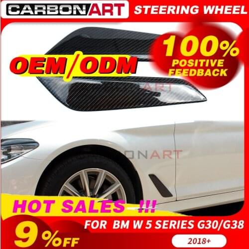 Real carbon fiber for bm-w 5 Series G30 2017 2018 Car Side Body Fender Cover Air Wing Vent Trim 530 g30 g31 car styling