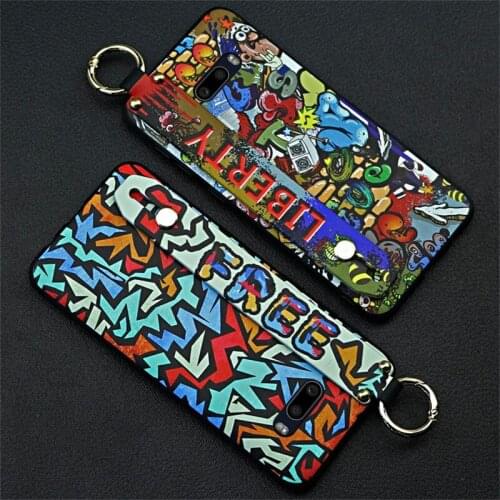 Phone Case For LG G8X ThinQ Anti-knock Delicate Painted Waterproof Dirt-resistant Shockproof Cover Lanyard Silicone Wristband