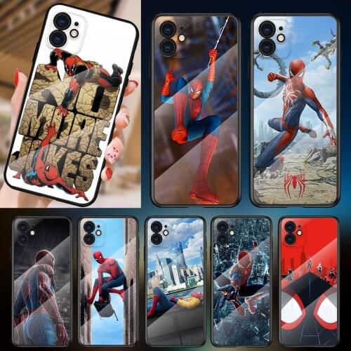 Tempered Glass Cover Hero Spider Marvel For Apple iPhone 12 11 8 7 6 6S XS XR SE X 2020 Pro Max Mini Plus Phone Case