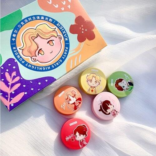 Girly Highlighter Powder Highlighter Palette Three-dimensional Face Long-lasting Brightening Color Rendering Diamond Highlight