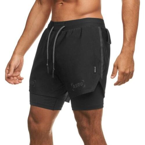 Double Layer Joggers Shorts Men 2 in 1 Running Swim Beach Shorts Bottoms Gym Fitness Bodybuilding Quick Dry Workout Short Pants