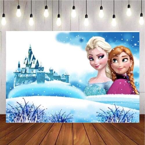 Cartoon Princess Ice Castle Photography Background Backdrop Boss Children Birthday Party Decoration Tapestry Photo Studio Custom