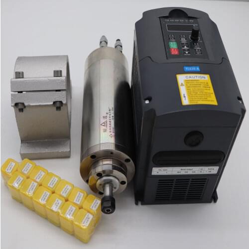 CNC milling spindle ER11 1.5KW water cooling spindle motor +1.5kw inverter+13 pieces ER11 collets+1 matched spindle support