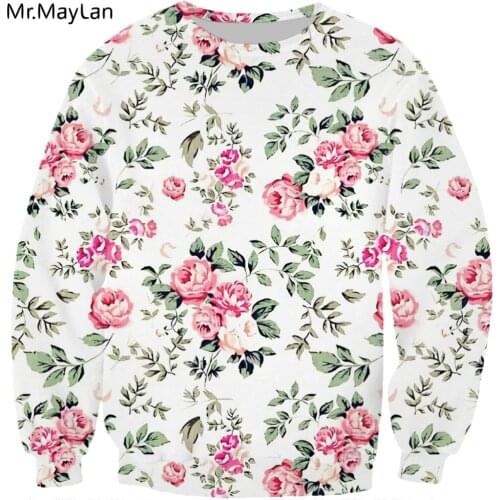 Hipster Rose / Peony Flower Printed Full 3D Jacket Hoodies Women/Men Vintage Floral Sweatshirt Girls White Streetwear Outfits