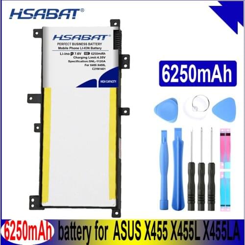 HSABAT C21N1401 6250mAh Battery For ASUS X455 X455L X455LA A455L A455LD A455LN F455L X454W X455LD X455DG X455LF X455LF X455LJ
