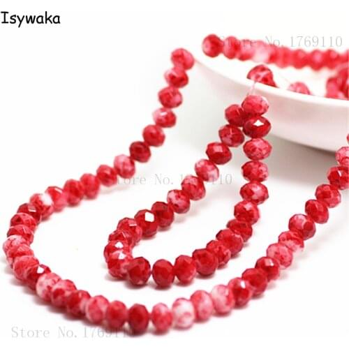 Isywaka Fashion 4x6mm 50pcs Rondelle Austria faceted Crystal Glass Beads Loose Spacer Round Beads for Jewelry Making No.80R6