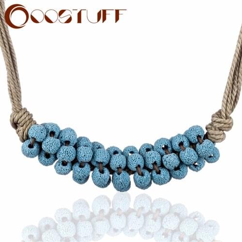 Maxi Necklace Choker Lava Stone Statement Necklace Long Necklaces For Women Nature Stone Necklace Fashion Jewelry Women Necklace
