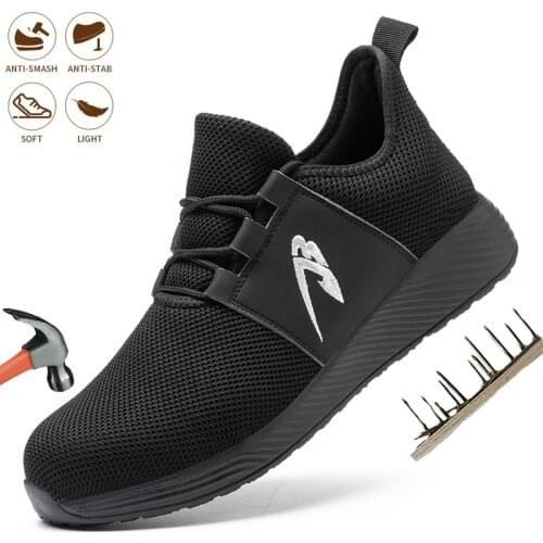 Fashion Safety Work Shoes Men Anti-puncture Protective Shoes Lightweight Steel Toe Cap Indestructible Boots Breathable Sneakers