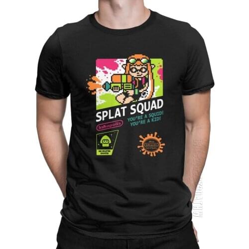 Splat Squad Splatoon Men T-Shirts Ink Kid Game Squid Funny Tee Shirt Short Sleeve Round Neck T Shirts 100% Cotton Plus Size Tops