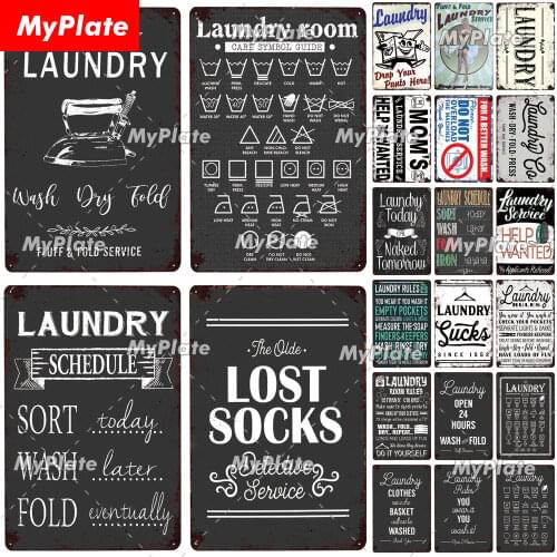 [MyPlate] Laundry Vintage Metal Sign Tin Sign Restroom Decor Man Cave Plaque Home Wall Decor Bar Sign Home Decor Home Poster