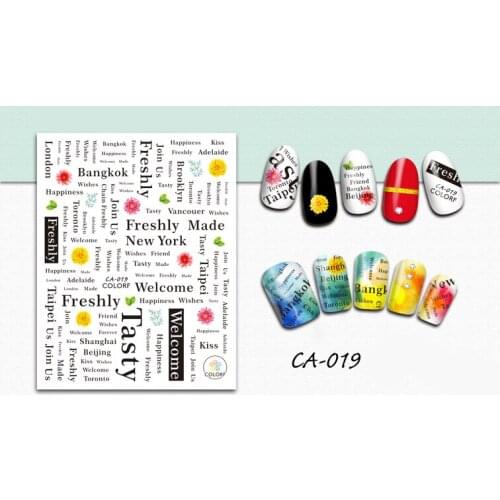 3D Stickers for Nails English Letter Flowers Nails Art Decoration Manicure Sticker Decals Slider Nail Foil Tips Accessories