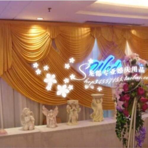 New Design Wedding Backdrop \ Stage Curtain white and gold 10ft*20ft