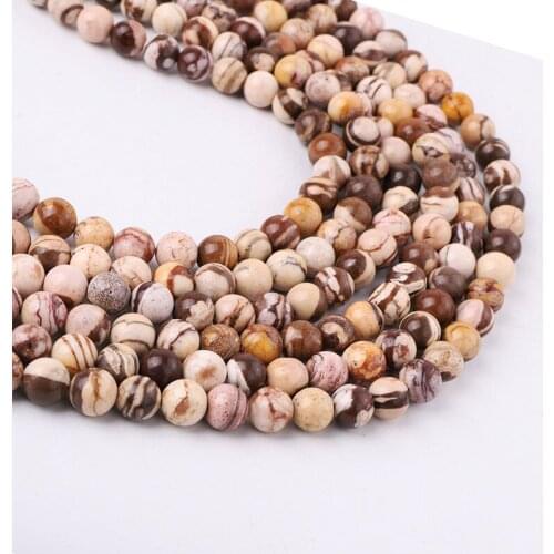 Wholesale High Quality Natural Stone 4/6/8/10/12mm Australia Zebra Loose Round Beads For Jewelry Making