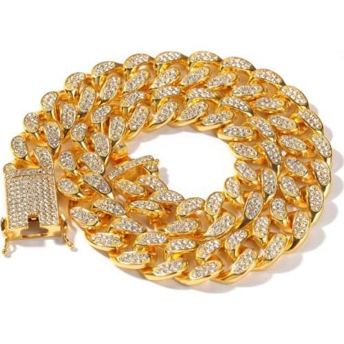 20mm Men Women Hip Hop MIAMI CUBAN LINK Coolest Chain Necklace Fully Casting Rhinestone Clasp ICED OUT Bling Jewelry