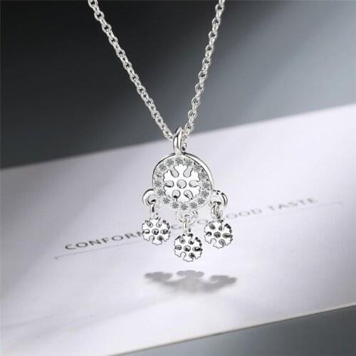 Sole Memory Original Dream Catcher Pendant Zircon Fashion Cute 925 Sterling Silver Clavicle Chain Female Necklace SNE408