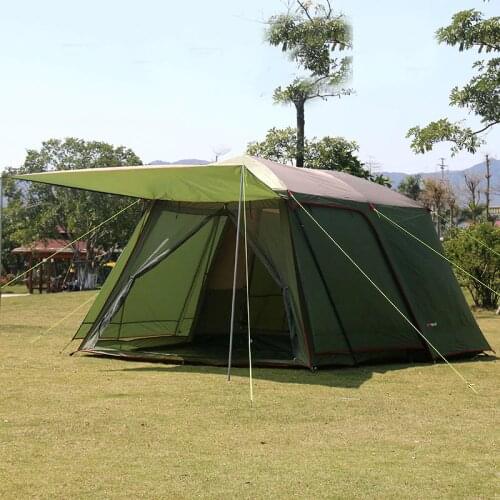 Send 1pair front poles!Ultralarge high quality one hall one bedroom 5-8 person double layer 200cm height waterproof camping tent