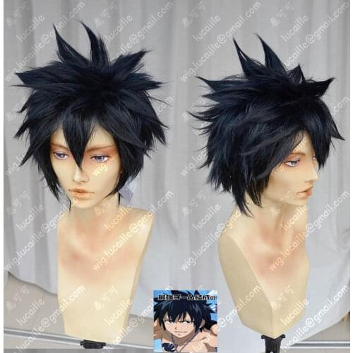 Anime Fairy Tail Gray Fullbuster Cosplay Wigs Short Heat Resistant Synthetic Hair Wig + Wig Cap
