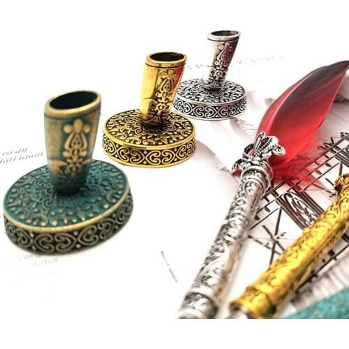 Feather Pen Holder Office Vintage Quill Dip Home Decor Gift Writing Tools Office School Supply Pen Base Without Pen Stationery