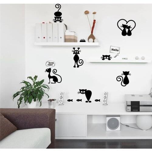 Lovely Cat Light Switch Phone Wall Stickers For Kids Rooms Diy Home Decoration Cartoon Animals Wall Decals Pvc Mural Art