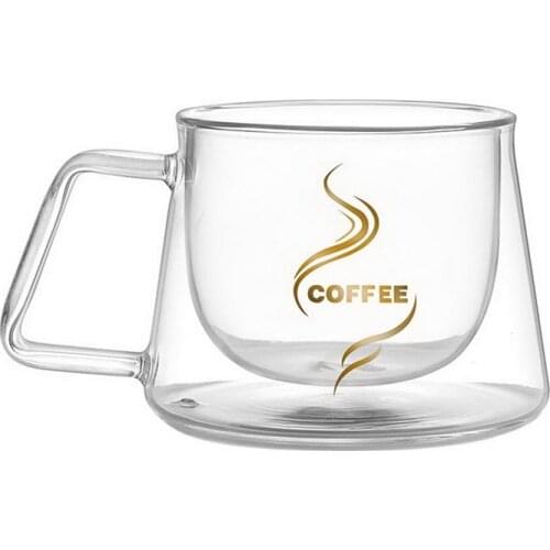 Double Wall Cups/Glasses Clear Coffee Mugs With Handle Insulation Double Bottomed Drinking Glass Creative Gift Tea Cup Drinkware