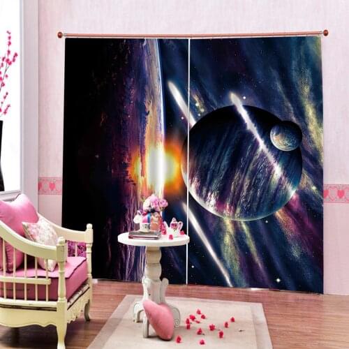 Blue curtains Luxury Blackout 3D Window Curtain For Living Room star curtains blackout curtain