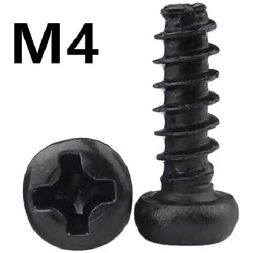 1000PCS M4x6/8/10/12/16/20mm PB Black 304 Stainless steel Cross Round Head Flat Tail Self-tapping Screw