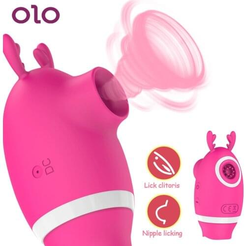OLO 5 Frequency ClitVagina Stimulator Nipple Sucking Vibrator Female Masturbator Sex Oral Licking Sex Toy for Women Silicone