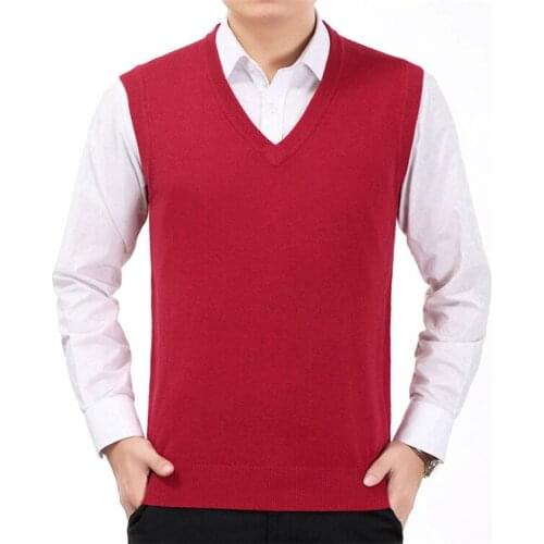 New Arrival Wool Men Autumn Winter Style Knitted Sweater Casual Pullover Waistcoat V-neck Vest, Sleeveless Fashion Size SMLXLXXL