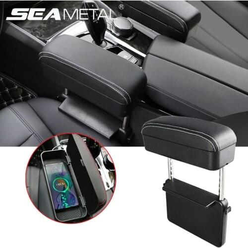 Car Seat Gap Elbow Support Auto Seat Crevice Organizer Box Universal for Automobiles Wireless Charging Phone Storage Accessories