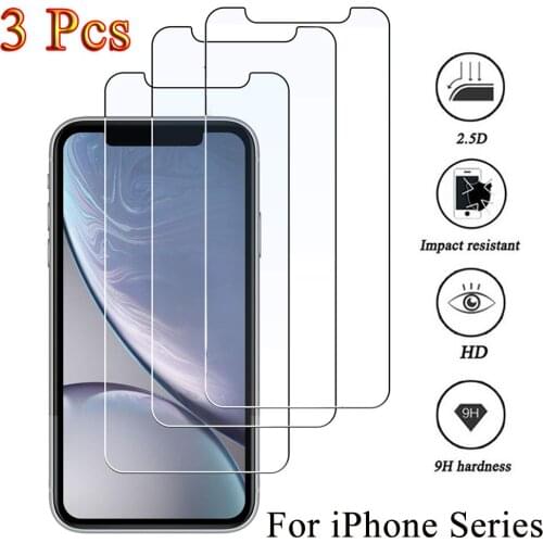 3PCS Tempered Protective glass For iphone 13 11 12 Pro X XS XSMax XR 5 5S 6 6S 7 8 Plus 13Pro 13/12MINI Screen Protector