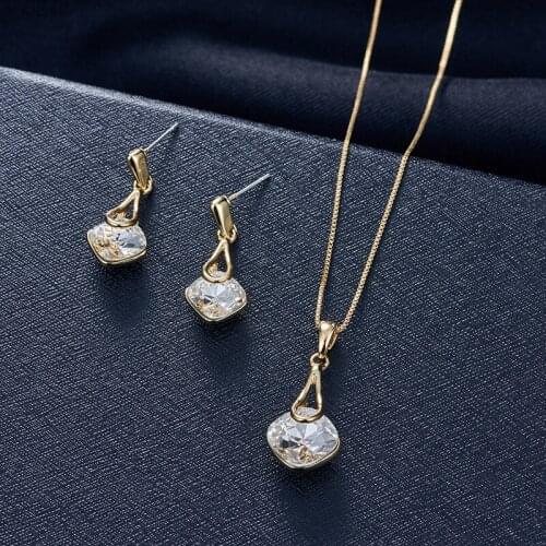 Personalized zircon necklace earring set wedding jewelry gift party accessories
