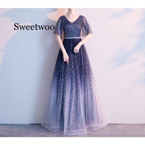 SWEETWOO A Line V Neck Long Dresses Woman Occasion Dress Party Formal Dress Vestido de novia