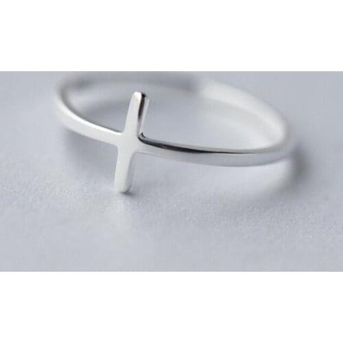 Womens 100% 925 Sterling Silver Fashion Jewelry Cute Cross Cocktail Ring Sizable 6 7 8 Girls Kids Xmas Gift