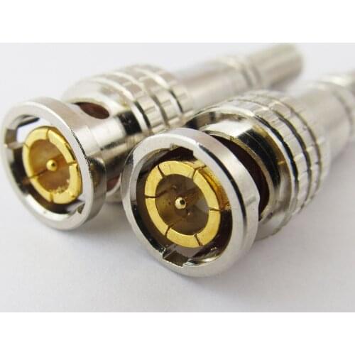 1pc BNC Male Metal Screw Plug Gold Pin w/spring for CCTV Video RG59 RG6 Cable