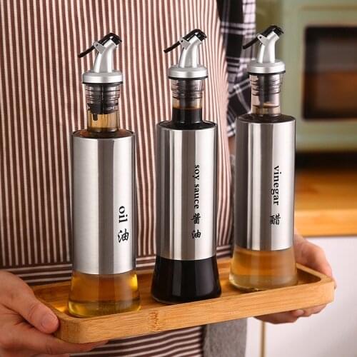 1Pc Cooking Oil Bottle Seasoning Bottle Sauce Bottle Glass Storage Bottles for Oil&Vinegar Oil Dispenser For Kitchen Accessories