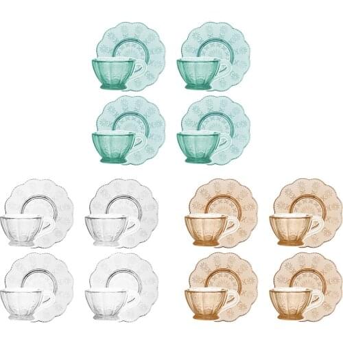 4x 1/6 Dollhouse PVC Cups and Saucers Tableware Model Baby Doll Room Furniture Supplies