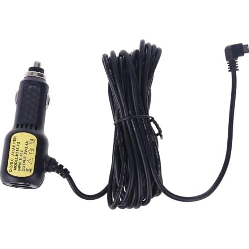 Dual Mini USB Ports Dash Cam Car Cigarette Adapter Lighter Power Cable Charger