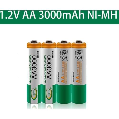 AA 3000 1.2 V Quanlity Rechargeable Battery AA 3000mAh NI-MH 1.2V Rechargeable 2A Battery 3000+Free shipping