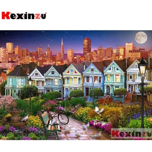 Kexinzu Full Square/Round Drill 5D DIY Diamond Painting"City street flower"3D Embroidery handcraft work Cross Stitch Home Decor