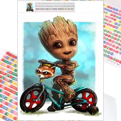 Diamond Painting Embroidery Kit Groot Cartoon Mosaic Marvel Landscape 5D DIY Full Square Round Halloween Mural Home Decoration