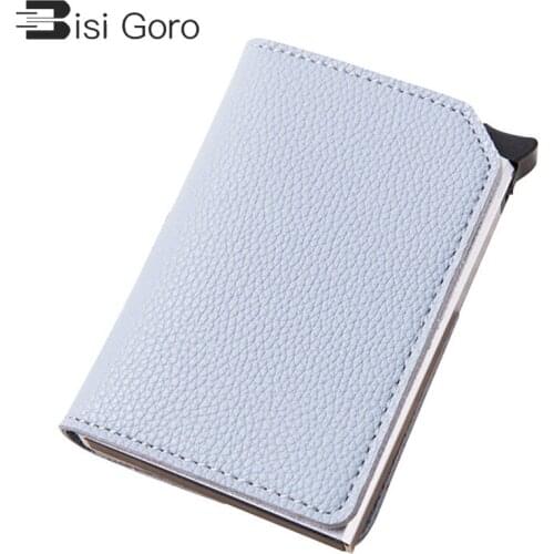 BISI GORO 2021 Multi Smart Wallet Carbon Fiber Anti-theft Card Holder RFID Pop-up Clutch Multi Men and Women Unisex Card Case