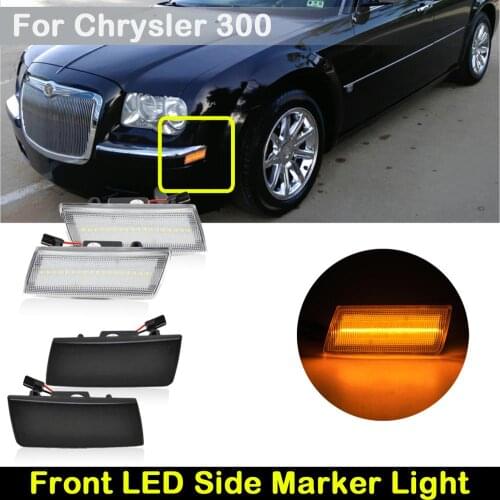 For Chrysler 300 2005-2014 Clear or Smoked Lens Car front amber LED side marker lamp Turn Signal Light