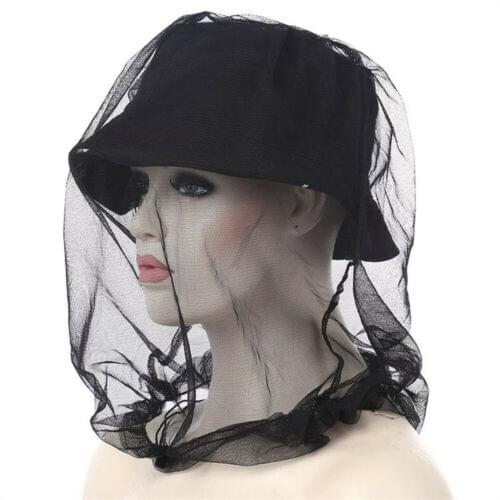 Unisex Camping Bug Travel Mesh Protector Face Midge Mosquito Hat Net Insect Head Bucket Hats 46*46CM