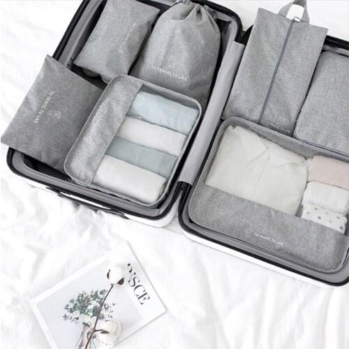 7 Pcs/Set Travel Organizer Tidy Pouches Clothes Shoe Storage Bags Suitcase Packing Set Storage Cases Portable Luggage Organizer