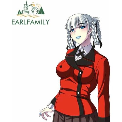 EARLFAMILY 13cm x 8.5cm For Kakegurui Graffiti Car Stickers Sunscreen Decal Vinyl Material Personality Decals For JDM SUV RV