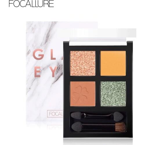 FOCALLURE brand new 4 colors Glitter eyeshadow palette long lasting waterproof eye shadows palette for daily shadows