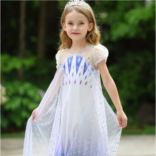 Halloween Girls Elsa Princess Costume Child Birthday Party Dress Snow Queen Anna Cosplay Long Sleeves Kid Fancy Dress