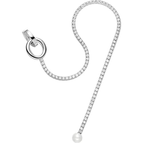 Fashion brand design Seiko version tassel chain long pearl earrings Ladies zircon single high-end exquisite party jewelry